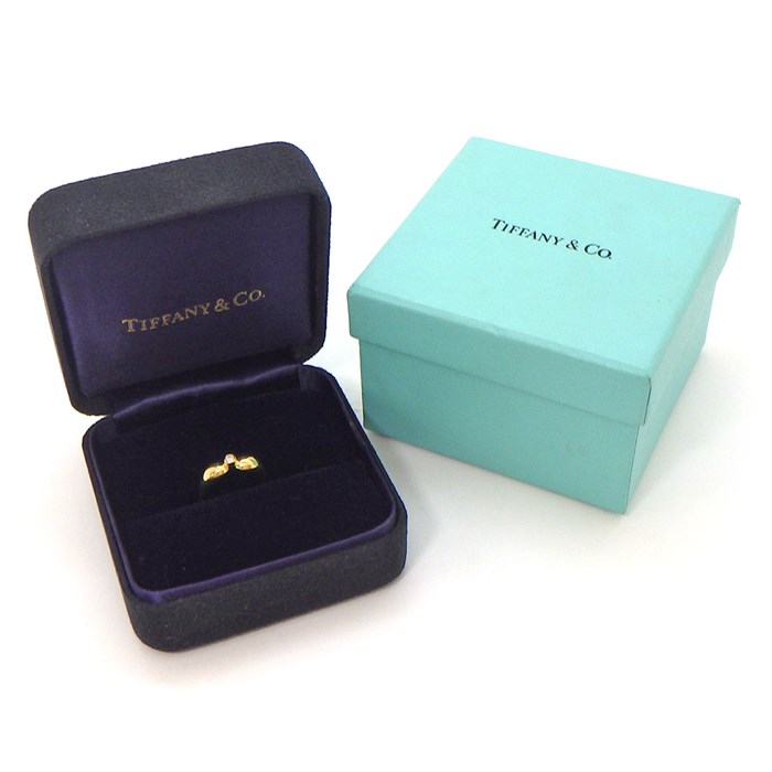 ティファニー Tiffany & Co. リング ダブル ティア ドロップ ベゼル セッティング 1ポイント ダイヤモンド K18YG 9号 【中古】