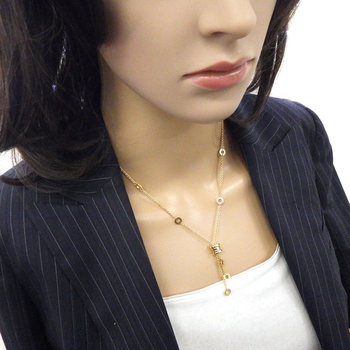 ブルガリ BVLGARI ネックレス B-zero1 ビーゼロワン エレメント スウィング ドロップ ロゴ K18YG 【中古】