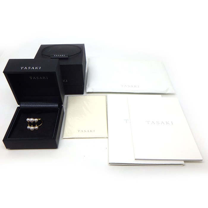 タサキ 田崎真珠 TASAKI リング デインジャー シグネチャー R-4497 アコヤ真珠 5.0-6.0mm珠 K18YG 13号 【箱・保付き】 【中古】