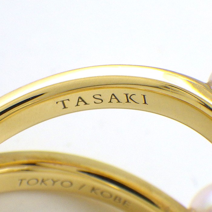 タサキ 田崎真珠 TASAKI リング デインジャー シグネチャー R-4497 アコヤ真珠 5.0-6.0mm珠 K18YG 13号 【箱・保付き】 【中古】