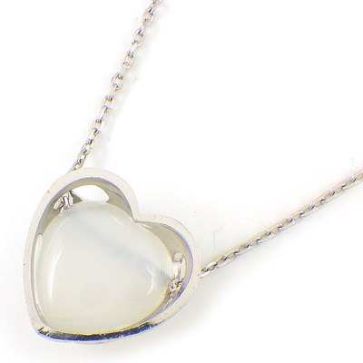 スタージュエリー STAR JEWELRY ネックレス ハート スター モチーフ ムーンストーン 1ポイント ダイヤモンド 0.01ct K18WG 【中古】