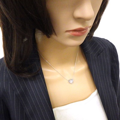 スタージュエリー STAR JEWELRY ネックレス ハート スター モチーフ ムーンストーン 1ポイント ダイヤモンド 0.01ct K18WG 【中古】