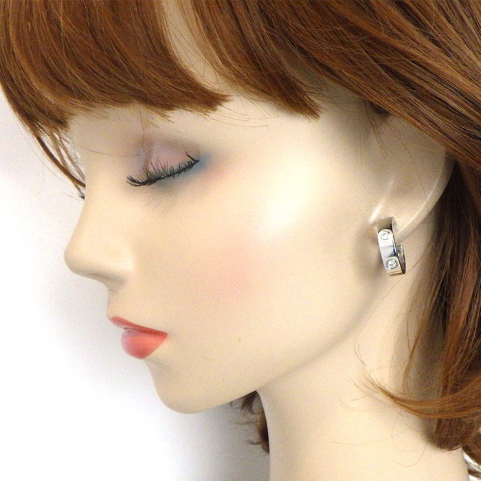 カルティエ Cartier ピアス ラブ フープ 6ポイント ダイヤモンド K18WG 【中古】
