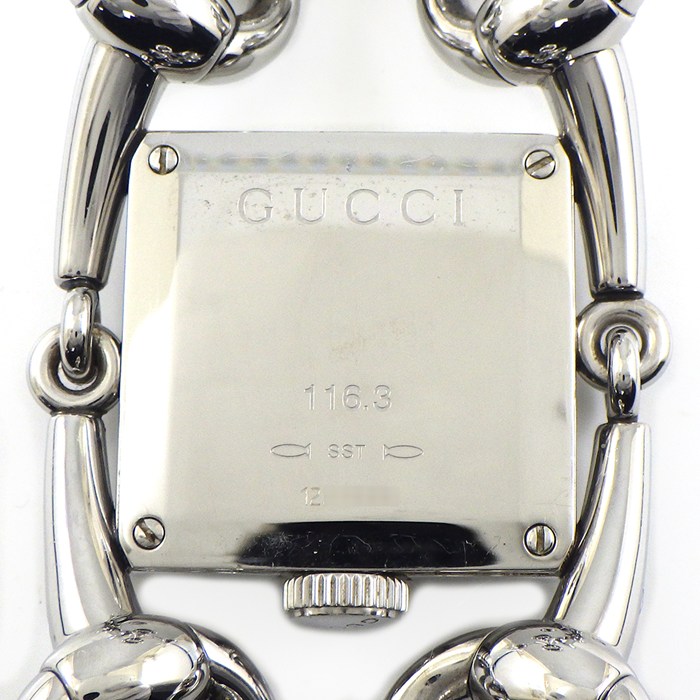 グッチ GUCCI 腕時計 シニョーリア 116.3 12ポイント ダイヤインデックス スクエア ホワイトシェル文字盤 SS クオーツアナログ 【中古】