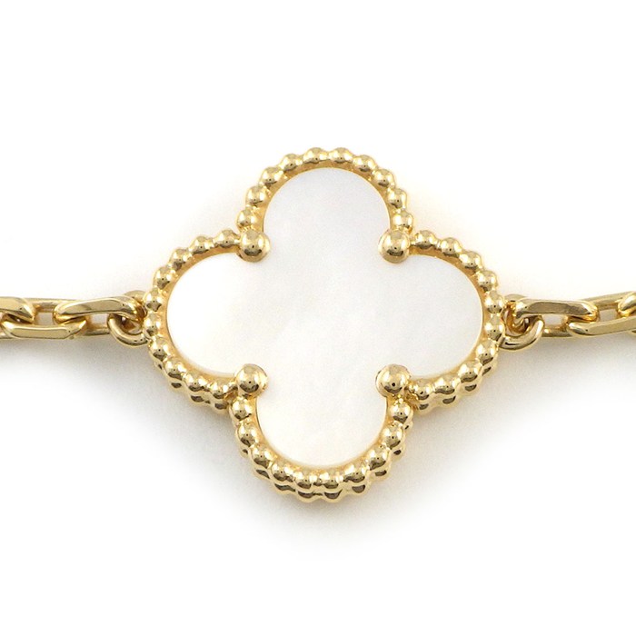 ヴァンクリーフ＆アーペル Van Cleef & Arpels ブレスレット ヴィンテージアルハンブラ 5モチーフ VCARA41800 ホワイト シェル K18YG 【箱・保付き】 【中古】
