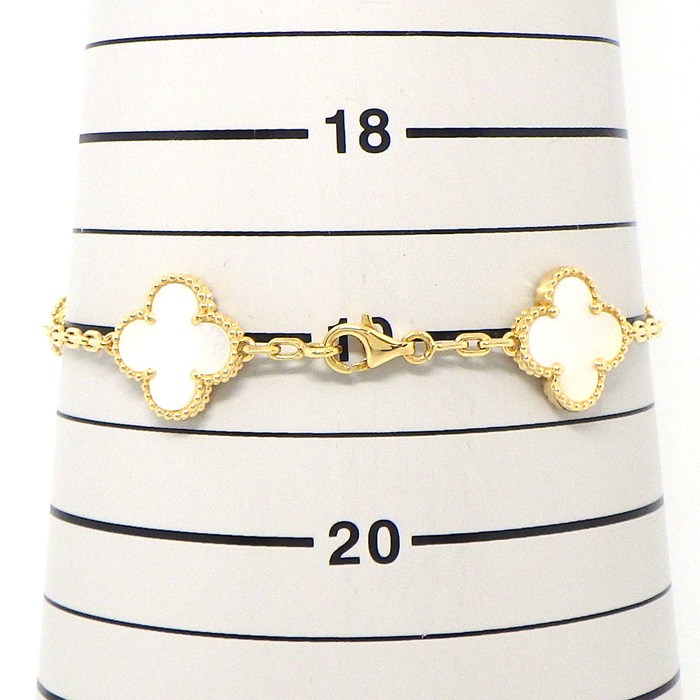 ヴァンクリーフ＆アーペル Van Cleef & Arpels ブレスレット ヴィンテージアルハンブラ 5モチーフ VCARA41800 ホワイト シェル K18YG 【箱・保付き】 【中古】