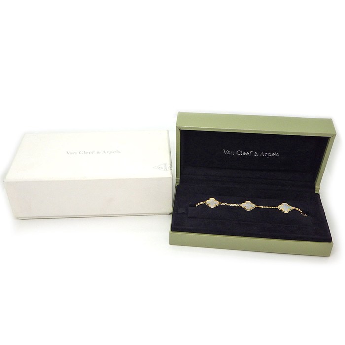 ヴァンクリーフ＆アーペル Van Cleef & Arpels ブレスレット ヴィンテージアルハンブラ 5モチーフ VCARA41800 ホワイト シェル K18YG 【箱・保付き】 【中古】