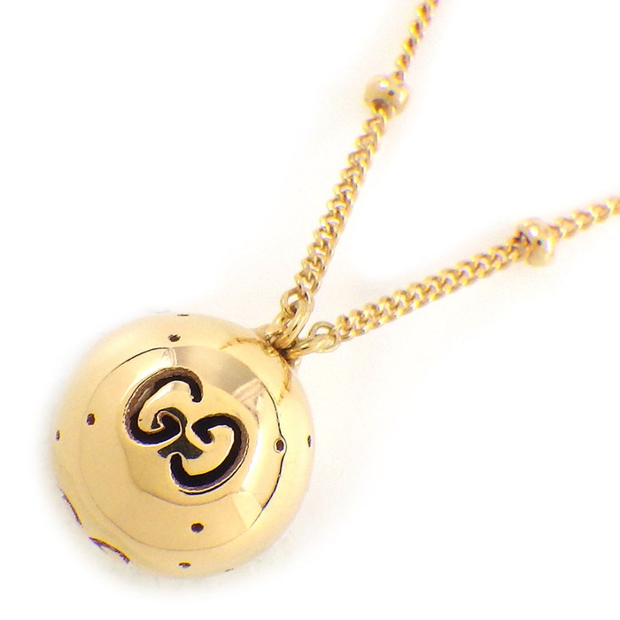 グッチ GUCCI ネックレス GG ロゴ アイコン ボール K18PG 【中古】