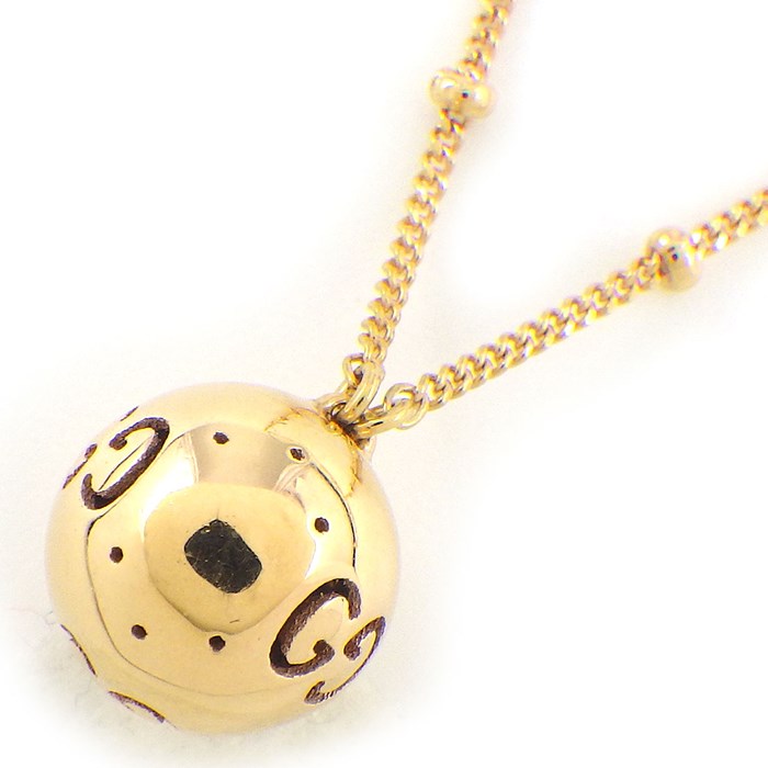 グッチ GUCCI ネックレス GG ロゴ アイコン ボール K18PG 【中古】