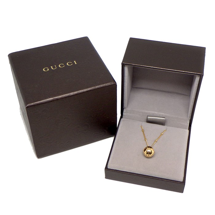 グッチ GUCCI ネックレス GG ロゴ アイコン ボール K18PG 【中古】
