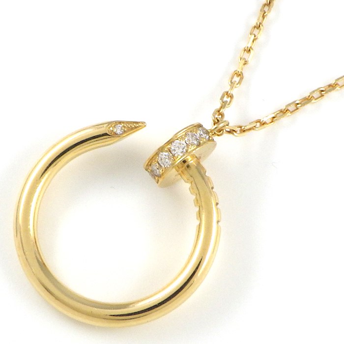 カルティエ Cartier ネックレス ジュスト アン クル B7224890 釘モチーフ 14ポイント ダイヤモンド 0.12ct K18YG 【箱・保付き】 【中古】