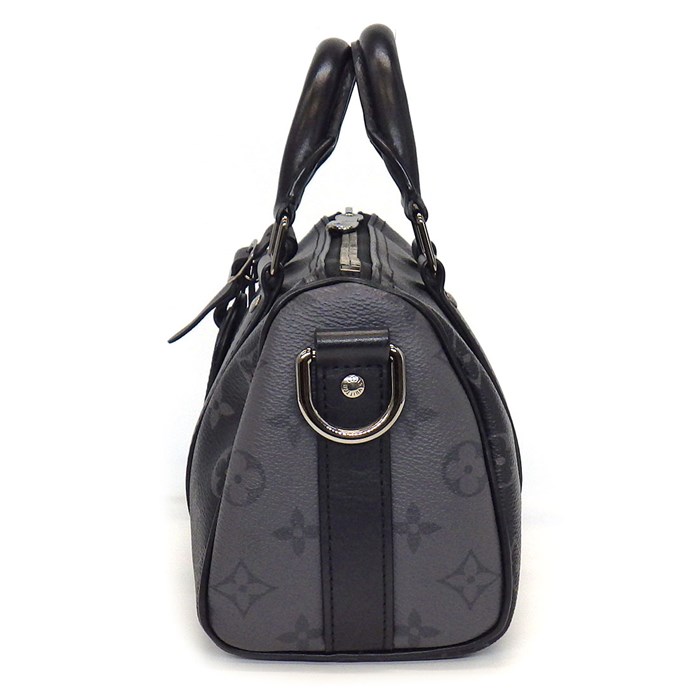 ルイ・ヴィトン Louis Vuitton ショルダーバッグ ハンドバッグ キーポル バンドリエール 25 M46271 ブラック グレー モノグラム エクリプス リバース キャンバス レザー シルバー金具 【中古】