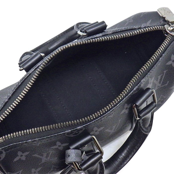 ルイ・ヴィトン Louis Vuitton ショルダーバッグ ハンドバッグ キーポル バンドリエール 25 M46271 ブラック グレー モノグラム エクリプス リバース キャンバス レザー シルバー金具 【中古】
