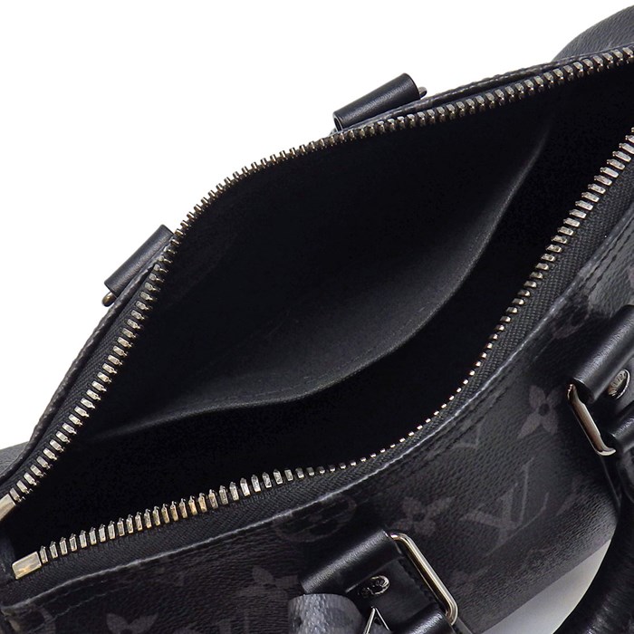 ルイ・ヴィトン Louis Vuitton ショルダーバッグ ハンドバッグ キーポル バンドリエール 25 M46271 ブラック グレー モノグラム エクリプス リバース キャンバス レザー シルバー金具 【中古】