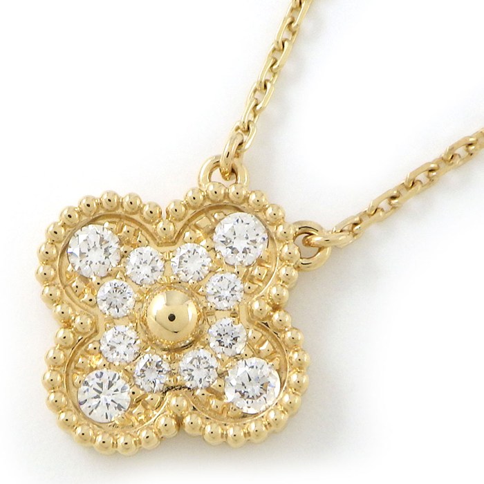 ヴァンクリーフ＆アーペル Van Cleef & Arpels ネックレス ヴィンテージアルハンブラ VCARA45300 パヴェ 12ポイント ダイヤモンド 計0.48ct K18YG 【箱・保付き】 【中古】