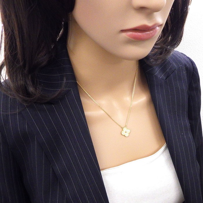 ヴァンクリーフ＆アーペル Van Cleef & Arpels ネックレス ヴィンテージアルハンブラ VCARA45300 パヴェ 12ポイント ダイヤモンド 計0.48ct K18YG 【箱・保付き】 【中古】