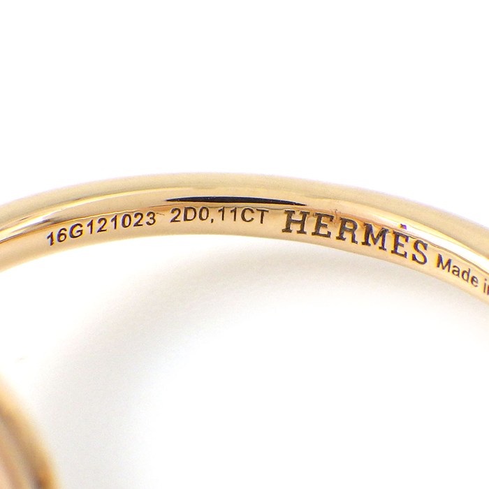 エルメス HERMES リング ガンバード ダブル Hロゴ 2ポイント ダイヤモンド 計0.11ct K18PG 8.5/10号 / #50 【中古】