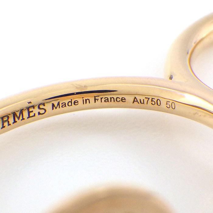 エルメス HERMES リング ガンバード ダブル Hロゴ 2ポイント ダイヤモンド 計0.11ct K18PG 8.5/10号 / #50 【中古】