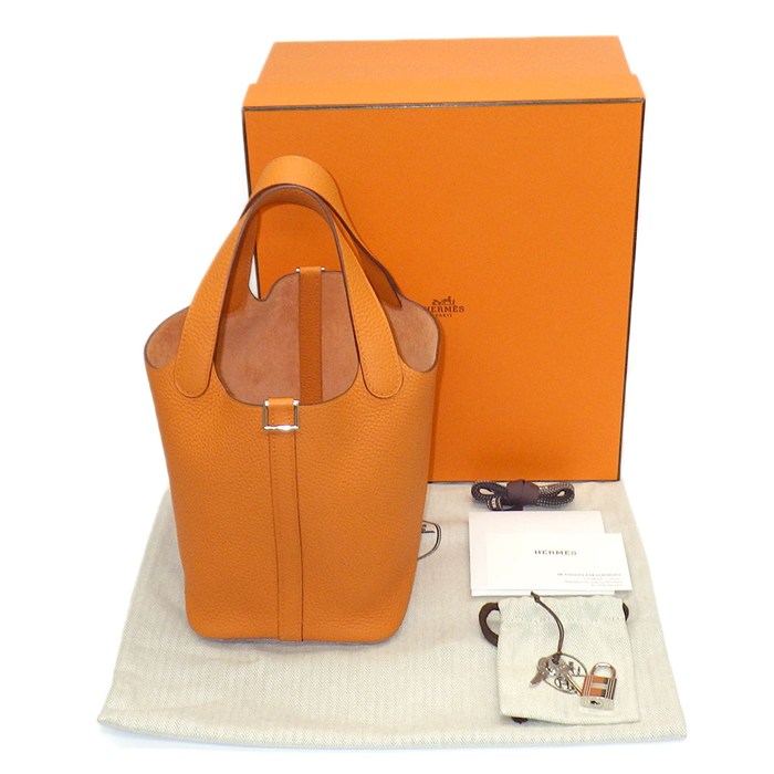 エルメス HERMES ハンドバッグ ピコタンロック PM 2022年 オレンジ トリヨンクレマンス シルバー金具 【中古】