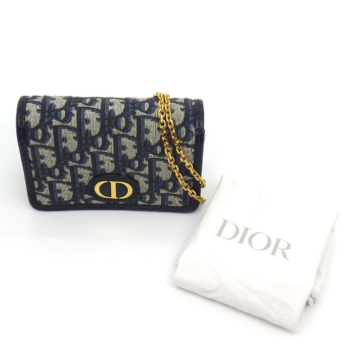 ディオール Dior ショルダーバッグ 30 モンテーニュ ナノ ポーチ S2105UTZQ_M928 ブルー ディオールオブリークジャガード レザー 【中古】