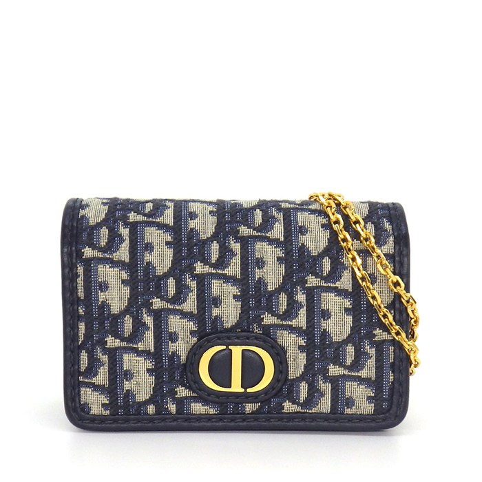 ディオール Dior ショルダーバッグ 30 モンテーニュ ナノ ポーチ S2105UTZQ_M928 ブルー ディオールオブリークジャガード レザー 【中古】