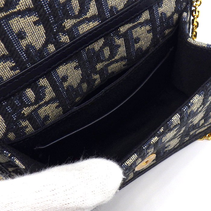 ディオール Dior ショルダーバッグ 30 モンテーニュ ナノ ポーチ S2105UTZQ_M928 ブルー ディオールオブリークジャガード レザー 【中古】