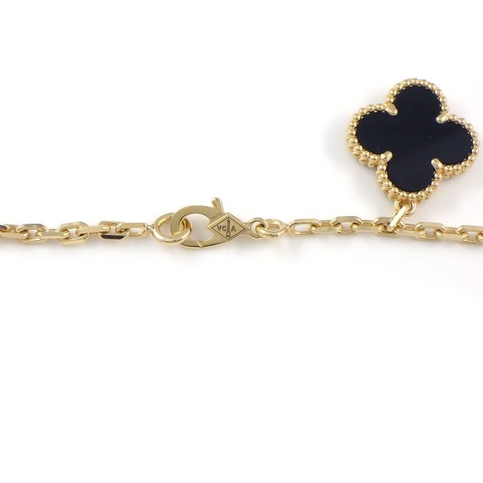 ヴァンクリーフ＆アーペル Van Cleef & Arpels ブレスレット マジックアルハンブラ 5モチーフ VCARD78700 オニキス ホワイト/グレー シェル K18YG 【箱・保付き】 【中古】