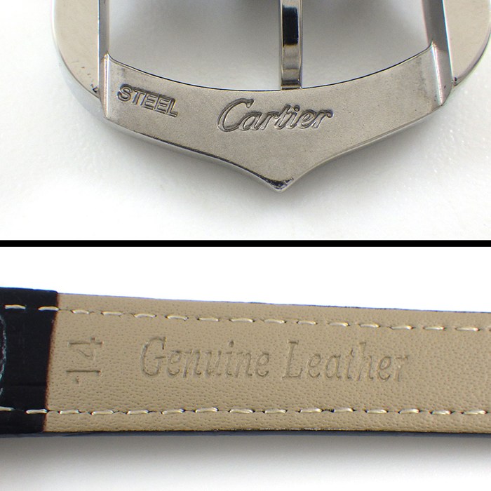 カルティエ Cartier 腕時計 ロンド マスト WSRN0030 シルバー文字盤 ローマンインデックス ブラック 牛革ベルト SS クオーツアナログ