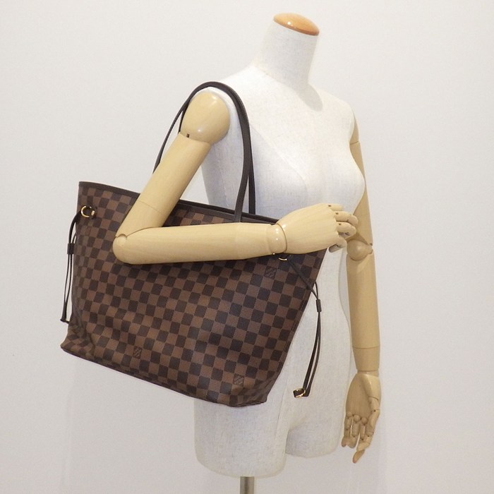ルイ・ヴィトン LOUIS VUITTON トートバッグ ネヴァーフル MM N41358 2014年 スリーズ ダミエエベヌキャンバス ヌメ革 【中古】