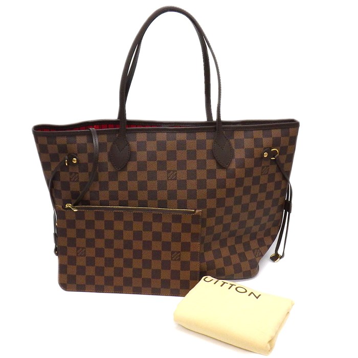 ルイ・ヴィトン LOUIS VUITTON トートバッグ ネヴァーフル MM N41358 2014年 スリーズ ダミエエベヌキャンバス ヌメ革 【中古】