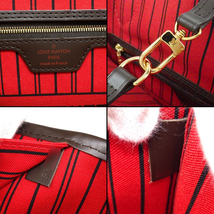 ルイ・ヴィトン LOUIS VUITTON トートバッグ ネヴァーフル MM N41358 2014年 スリーズ ダミエエベヌキャンバス ヌメ革 【中古】