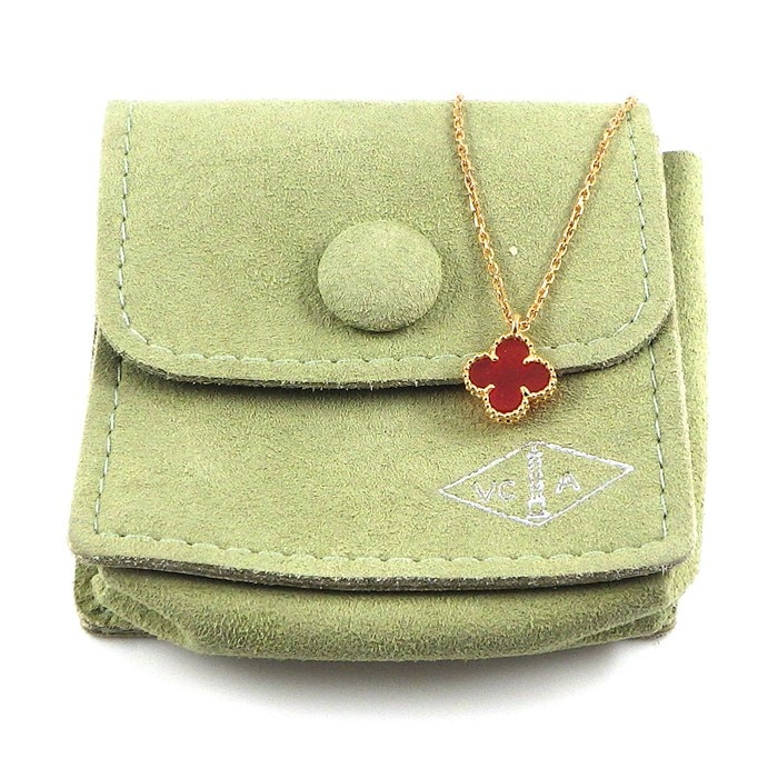 カーネリアン スウィートアルハンブラ 四つ葉のクローバーネックレス