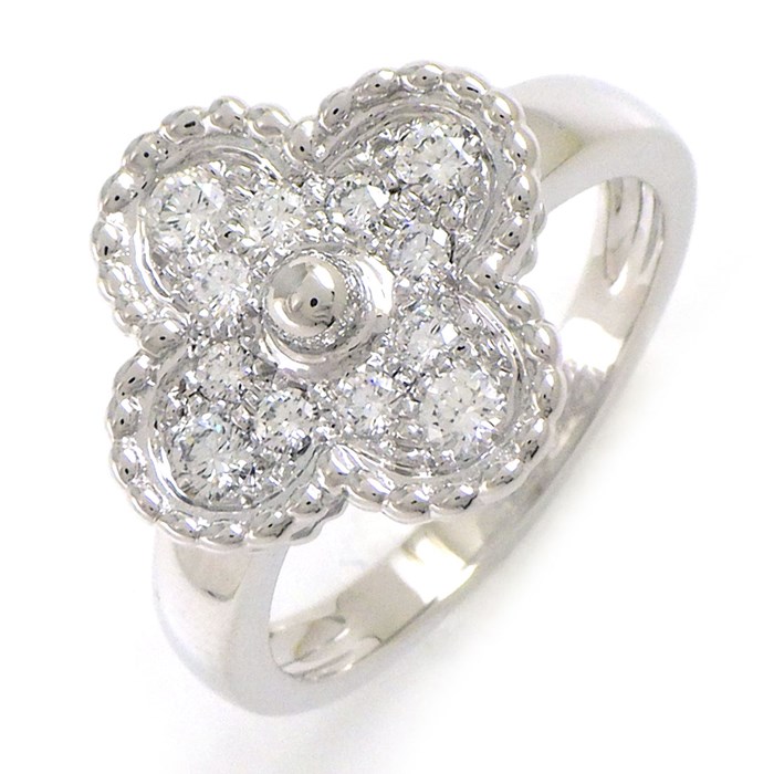ヴァンクリーフ&アーペル Van Cleef & Arpels リング ヴィンテージ アルハンブラ VCARO26N00 ダイヤモンド K18WG 11.5号 / #52 【中古】