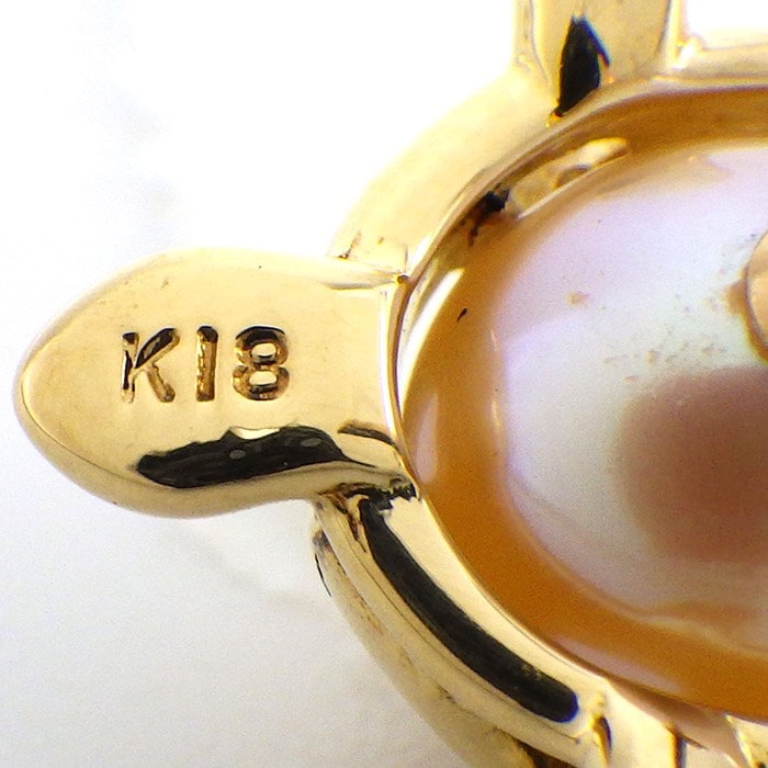 ミキモト MIKIMOTO ピンブローチ タートル 亀 モチーフ パール K18YG