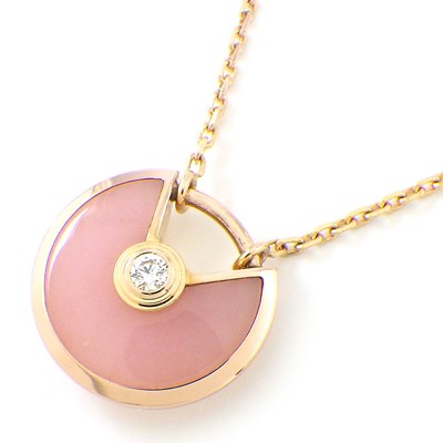 カルティエ Cartier ネックレス アミュレット ドゥ XS ピンク オパール 1ポイント ダイヤモンド K18PG 【中古】