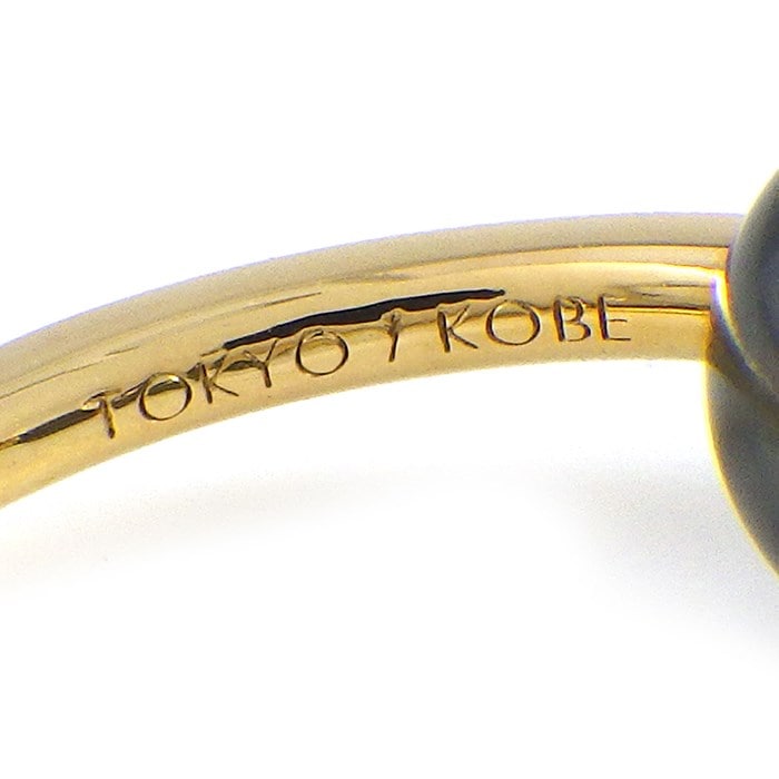 タサキ 田崎真珠 TASAKI リング リファインド リベリオン シグネチャー RNB-4401-18KYG ブラックスピネル 南洋真珠 黒蝶 ブラックパール 7.9mm珠 K18YG 15号 【中古】