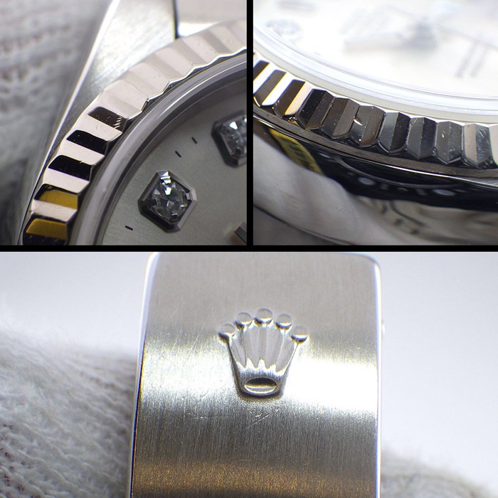 ロレックス Rolex 腕時計 デイトジャスト 79174G P番 2000年製 10ポイント ダイヤインデックス シルバー文字盤 デイト K18WG SS 自動巻き 【中古】