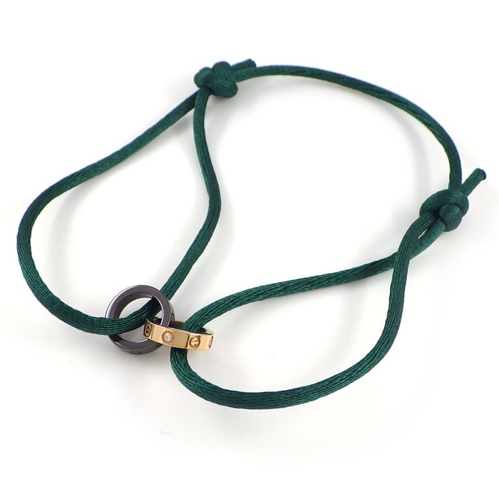 カルティエ Cartier ブレスレット ベビー ラブ サークル リンク 4ポイント ダイヤモンド ダークブラウン セラミック グリーン コード K18PG 【中古】