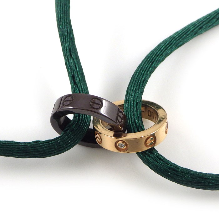 カルティエ Cartier ブレスレット ベビー ラブ サークル リンク 4ポイント ダイヤモンド ダークブラウン セラミック グリーン コード K18PG 【中古】