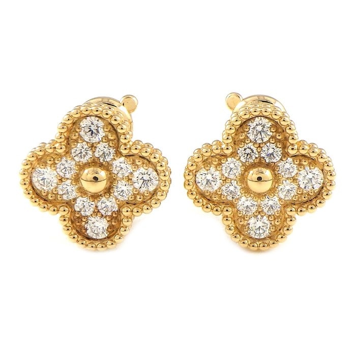 ヴァンクリーフ＆アーペル Van Cleef & Arpels ピアス ヴィンテージ アルハンブラ VCARA44700 ダイヤモンド 計0.96ct K18YG 【中古】
