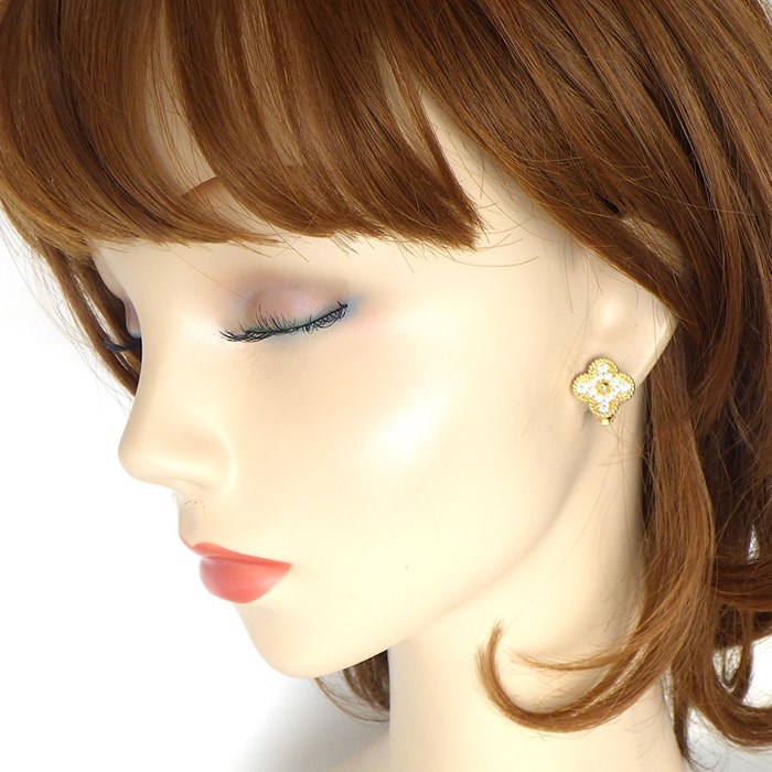 ヴァンクリーフ＆アーペル Van Cleef & Arpels ピアス ヴィンテージ アルハンブラ VCARA44700 ダイヤモンド 計0.96ct K18YG 【中古】