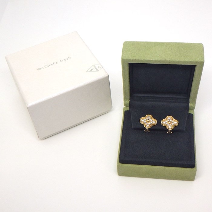 ヴァンクリーフ＆アーペル Van Cleef & Arpels ピアス ヴィンテージ アルハンブラ VCARA44700 ダイヤモンド 計0.96ct K18YG 【中古】