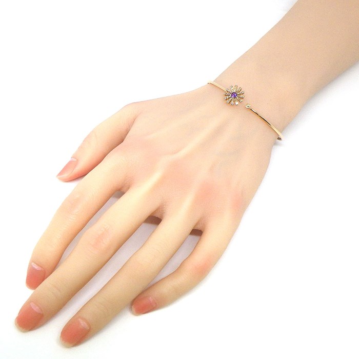 ダミアーニ DAMIANI バングル マルゲリータ 20076570 フラワー 1ポイント アメジスト パヴェ ブラウン ダイヤモンド 計0.36ct K18PG / #M 【中古】