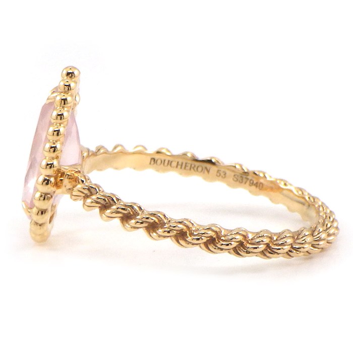 ブシュロン BOUCHERON リング セルパンボエム スモール JRG03184 ドロップモチーフ ペアシェイプ ピンク クオーツ 1.35ct K18PG 12.5号 / #53 【中古】