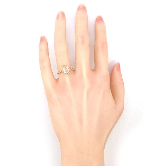 ブシュロン BOUCHERON リング セルパンボエム スモール JRG03184 ドロップモチーフ ペアシェイプ ピンク クオーツ 1.35ct K18PG 12.5号 / #53 【中古】