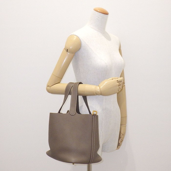 エルメス HERMES ハンドバッグ ピコタンロック MM 2021年 エトゥープ トリヨンクレマンス ゴールド金具 【中古】