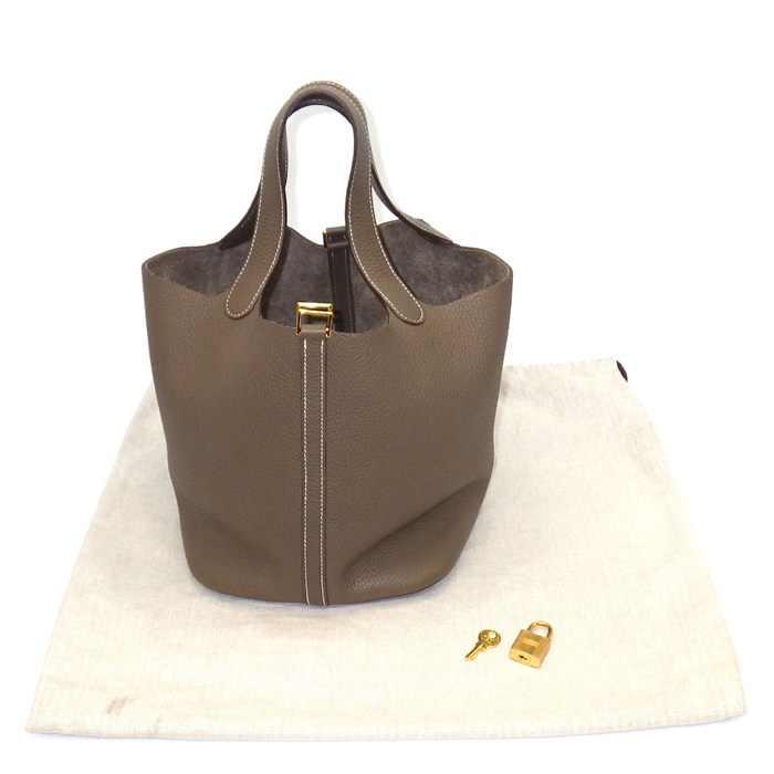 エルメス HERMES ハンドバッグ ピコタンロック MM 2021年 エトゥープ トリヨンクレマンス ゴールド金具 【中古】