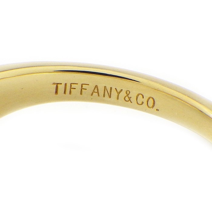 ティファニー Tiffany & Co. リング カーブド V ウェーブ バンド 1ポイント エメラルド K18YG 8.5号 【中古】