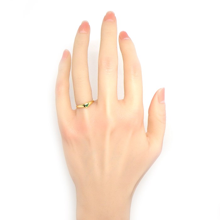 ティファニー Tiffany & Co. リング カーブド V ウェーブ バンド 1ポイント エメラルド K18YG 8.5号 【中古】