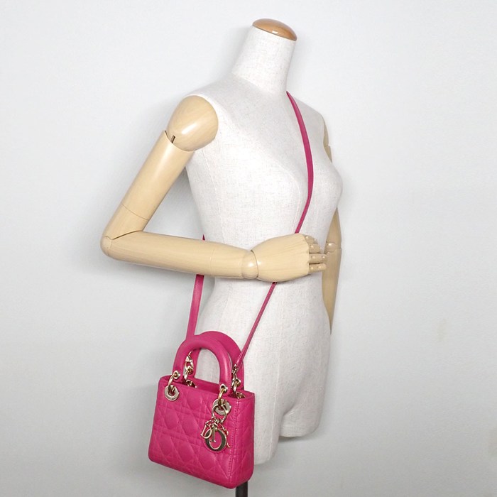 ディオール Dior ハンドバッグ/ショルダーバッグ レディディオール ミニ M0505ONGE_M030 ピンク カナージュラムスキン 【中古】